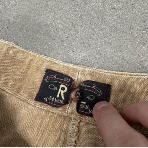 Vintage RRL Ralph Lauren 34x32 Thick Cotton Twill Brown Relaxed Cargo Pants - Picture 9 of 15